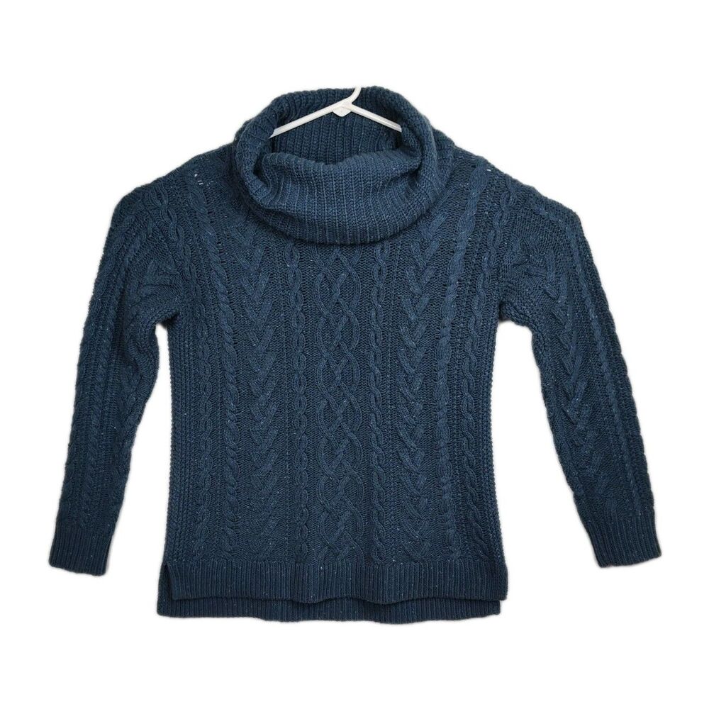 Lauren Ralph Lauren Cowl-Neck‎ Sweater Women's M Blue Cable Knit
